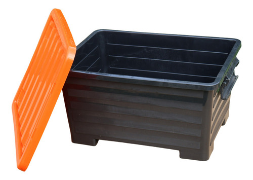Caja Contenedor Almacenamiento Plástico 48 Litros Con Ruedas Color Naranja