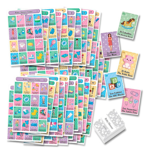 Juego Loteria 40 Cartas Baby Shower Revelacion Genero Bienve