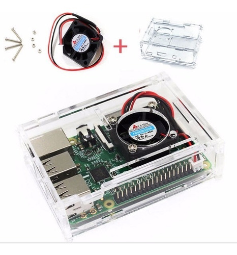 Case Acrilico Com Cooler Para Raspberry Pi 2 Pi 3 Pi2 Pi3