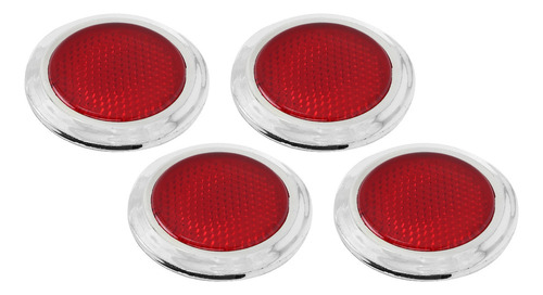 Refletor Vermelho, Abs, Borda Cromada, Redondo, Refletivo, 4