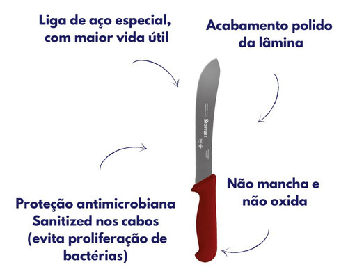Faca Evisceracao Starrett Lam. Curvada Estreita 25cm Bkr606 Cor Vermelha