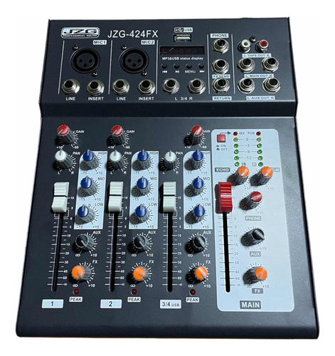 Mezcladora De 4ch Con Efectos, Usb Bluetooth Jzg-424fx