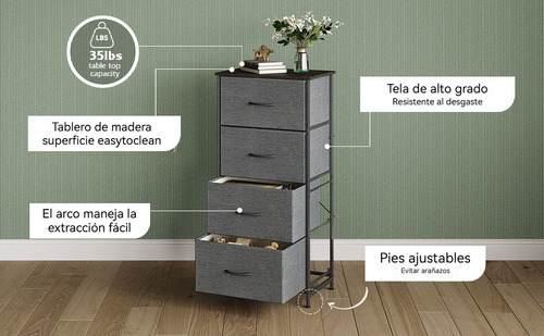 Cómoda Cajonera De Estilo Sencillo Con Cuatro Cajone Moderno