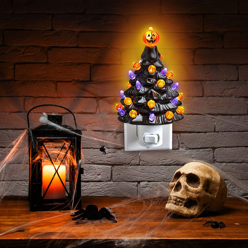 X Árbol De Halloween De Cerámica Led Para Escritorio, Diseño