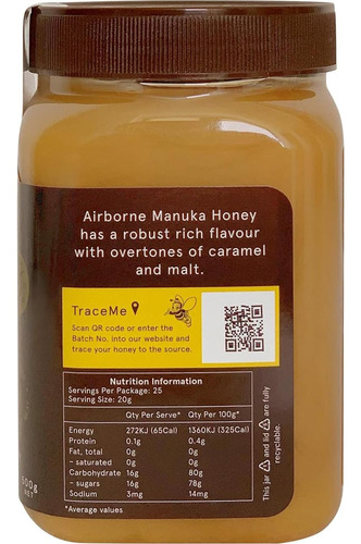 Miel Manuka 70+ Airborne 505 G Pura De Nueva Zelanda