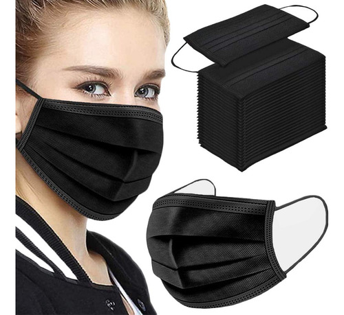 Nnpcbt 100pcs 3 Capas Negras De Mascarilla De Mascarilla Des