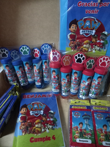Bolsita Personalizada Paw Patrol +burbujero Librito Lápices