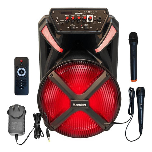 Parlante Led Portátil Karaoke 12 Bluetooth + 2 Micrófonos