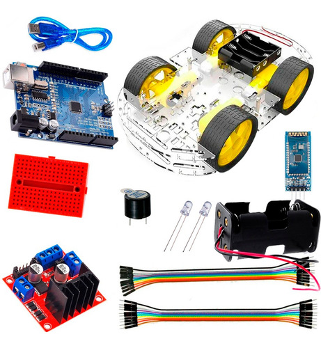 Kit Carro Robot 4 Llantas Bt Arduino Instructivo App Y Más !