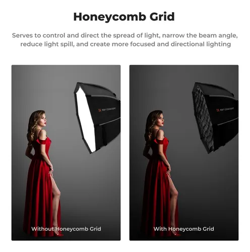 Softbox Octogonal 55cm Con Grid Y Montura Bowens K&f Concept