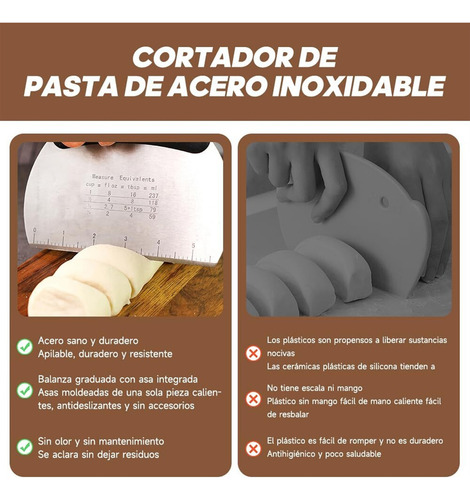 Raspador Y Cortador Masa Multiusos Hecho De Acero Inoxidable