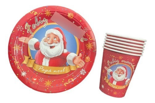 Set De Platos Y Vasos Navidad De Carton Navideño Cotillon