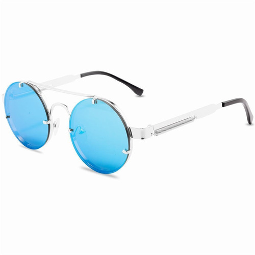 Lentes De Sol Redondos Retro Vintage Azul, Funda Gratis!!