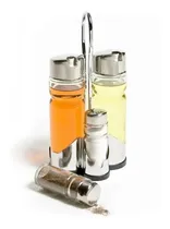 Comprar Set Aceitero Vinagrero Acero Vidrio Salero Pimentero Kit X4 