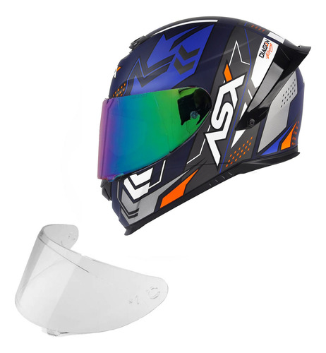 Capacete Axxis Diagon Tricolor + Viseira Camaleão