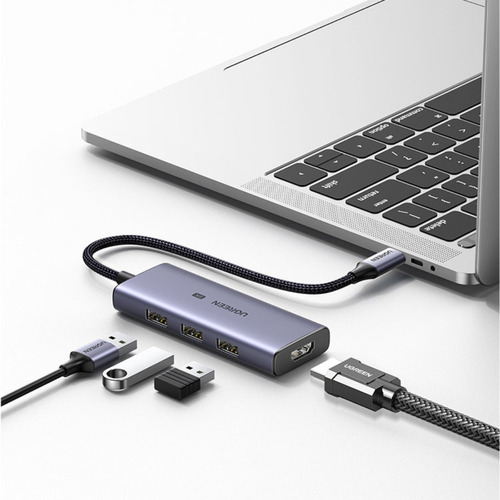 Adaptador Hub Usb C 4 En 1 Ugreen 3 Usb 3.0, 1 Hdmi 8k 50629