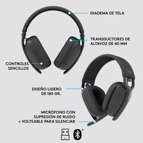 Logitech Zone Vibe 100 Auriculares inalámbricos livianos, Mac/PC - White