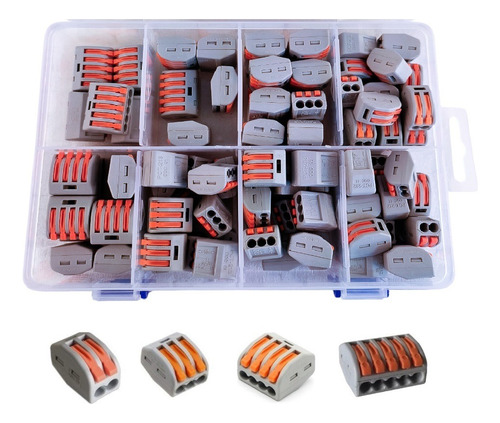 Set 100 Conector Eléctrico Rápido Wago 2 3 4 Y 5 Entrada Mix