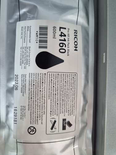 Tinta Ricoh Plotter Ricoh Pro L4160 Cian Original Usada372ml