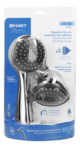 Regadera 3-1/4'' Con Extensión T/telefono Abs Foset 45788