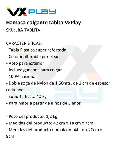 Imagen 2 de 9 de Hamaca Tabla Columpio Super Reforzada Exterior Para Niños