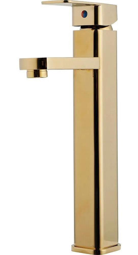 Torneira Banheiro Monoc Alta Gold F2016g Quadrada Dourada