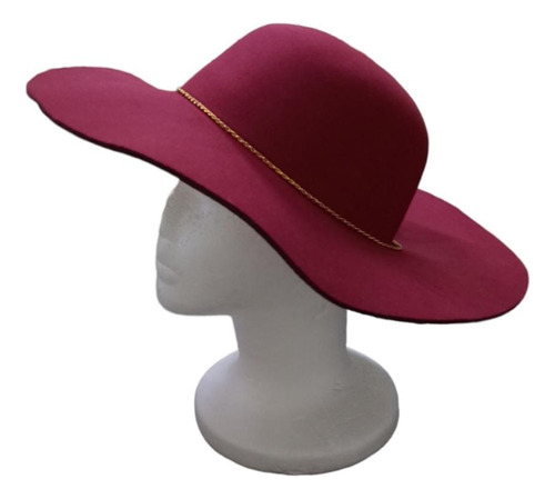 Sombrero Tipo Gamusa Con Cadena Dorada Unitalla Mujer