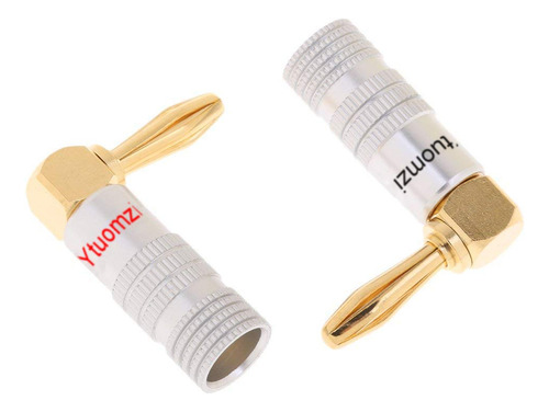 Conectores Banana Ángulo Recto 90 Grados Chapado En Oro 24k