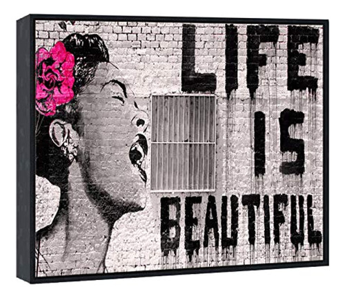 Wieco Art Lienzo Enmarcado Giclee, Impresiones De Banksy Lif