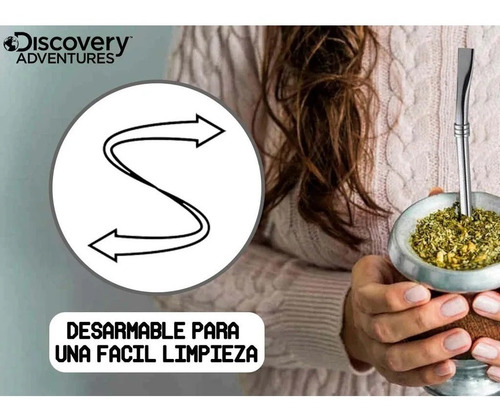 Imagen 4 de 7 de Bombilla Mate Acero Inoxidable Discovery A Rosca Limpieza