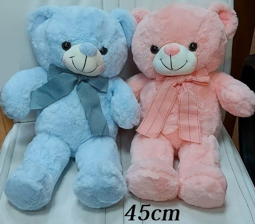 2 Urso Pelúcia Rosa + Azul 45cm Chá Revelação Decoração Bebê