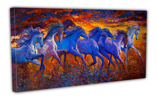 Cuadro Lienzo Canvas 60x100cm Caballos Galopanto Tipo Oleo