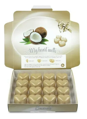 Cera Aromática De Coco - 16 Corazones En Caja Regalo Elegant