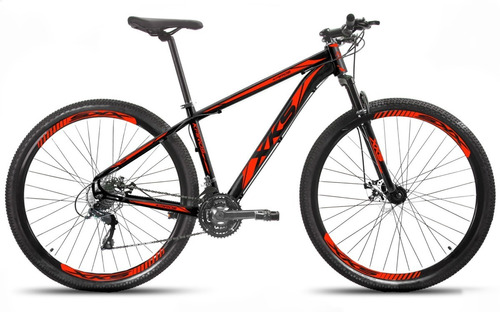 Mountain bike XKS Kairos aro 29 21" 21v freios de disco mecânico câmbios Shimano Tourney TZ510 y Shimano Tourney TZ31 cor preto/vermelho