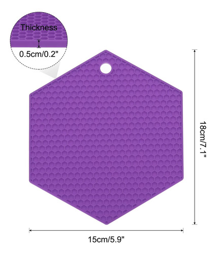 4 Alfombrillas Hexagonales De Silicona, Color Morado