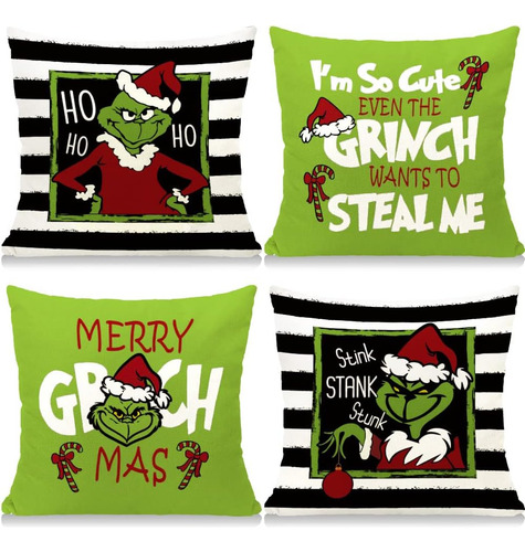 Cubiertas De Almohadas De Navidad 18x18 Feliz Navidad Grinch