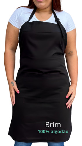 Avental Brim C/ Bolso Ajustador Garçom Uniforme Bar Chef