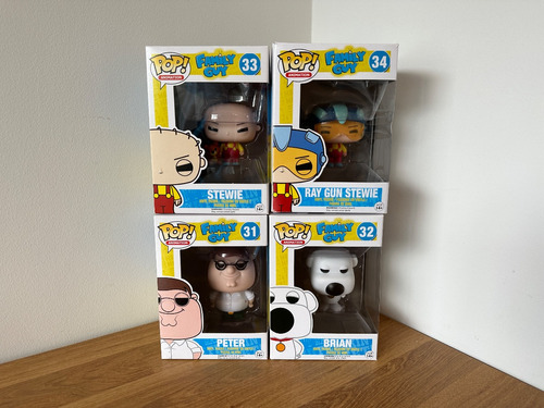 Funko Pop Family Guy, Peter, Brian, Stewie, Gun Stewie  