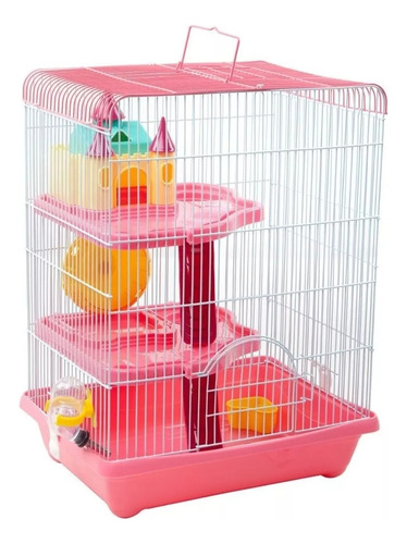 Jaula Para Hamster De Tres Pisos Con Accesorios Rueda Casa