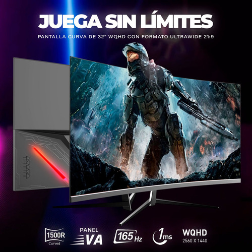 Monitor 32 Wqhd 165hz Tecmiyo Hdr10 1ms Curvo 1500r