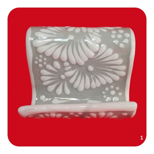 Imagen 5 de 7 de 2 Porta Celular De Talavera Poblana Gris Bases Diferentes