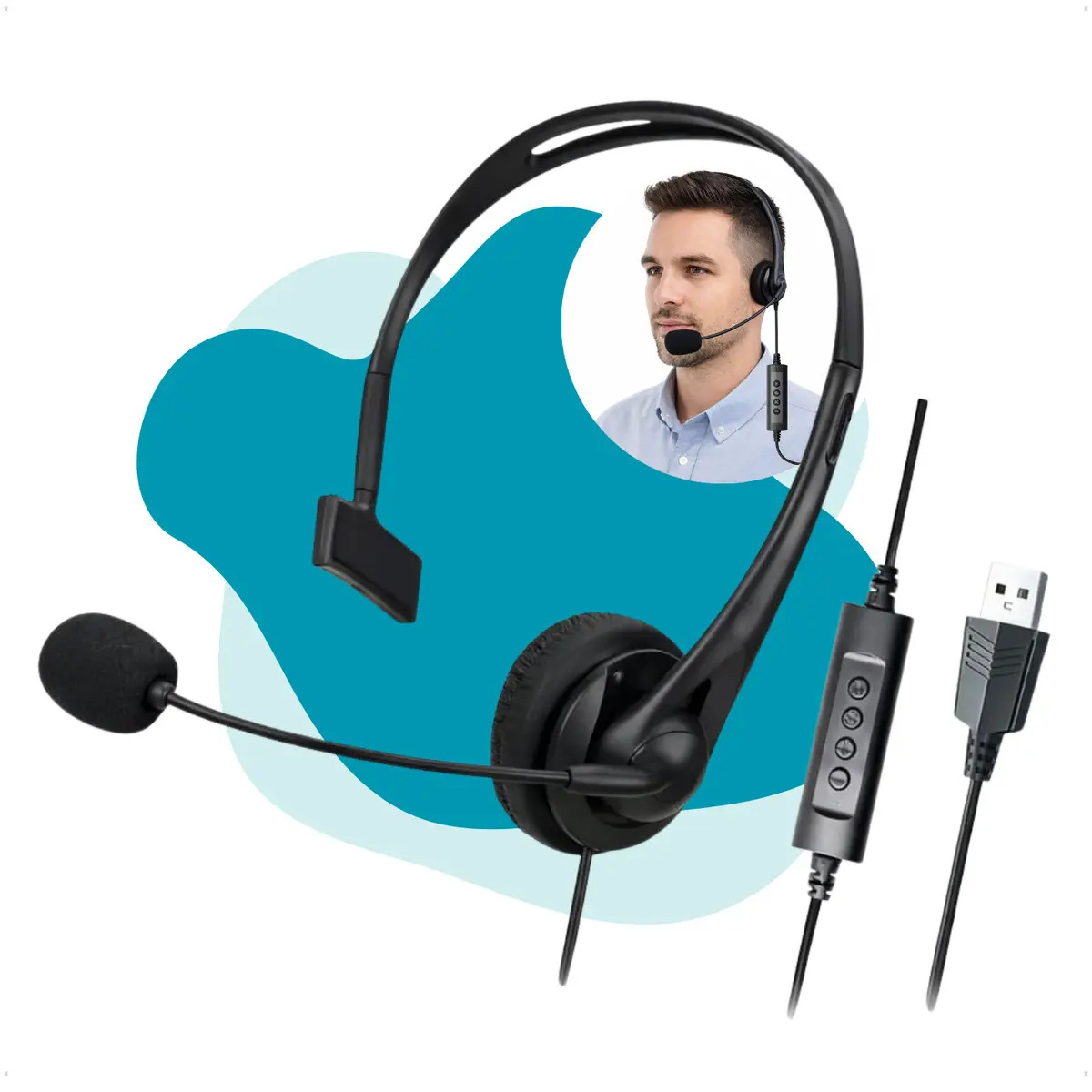Fone De Ouvido Com Microfone Usb Heaset Call Center Telemarketing Jogos Reuniao Empresa Trabalho Profissional Com Fio Atendimento Call Center Heaseats Home Office Computador Notebook Telefone Pc