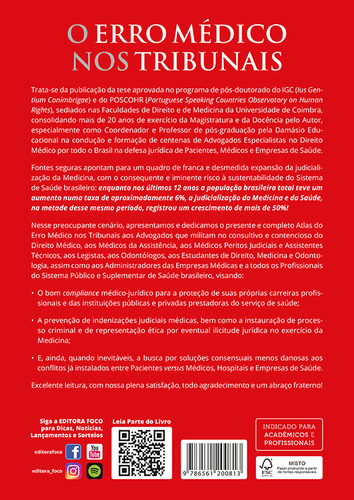 O Erro Médico Nos Tribunais - 1ª Ed - 2024, De Wendell Lopes Barbosa De Souza., Vol. 1. Editorial Editora Foco, Capa Mole, Edição 1 Em Português, 2024