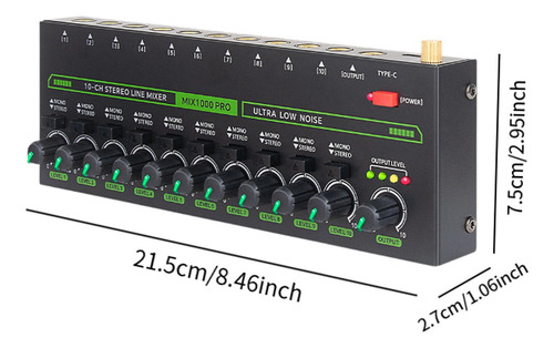 Mixer De Áudio 10 Entradas Mixer De Linha Estéreo