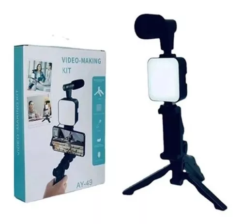 Kit Creacion de Video Blog Celular Luz Led Tripode Microfono UNIVERSAL