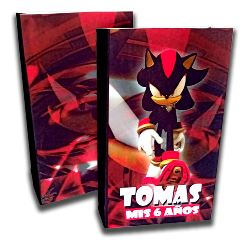 Bolsitas Golosineras Sonic Shadow X 15 Personalizada Fiesta