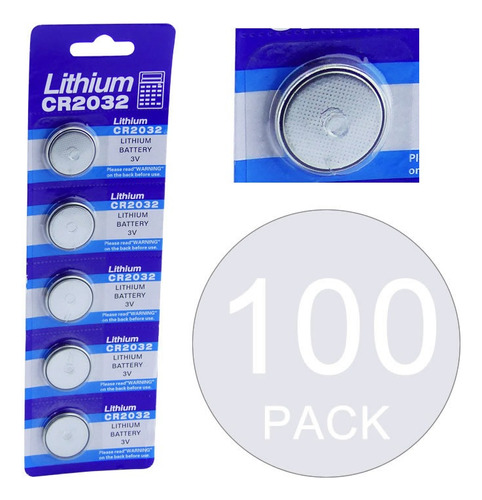 Pack 100 Pilas Cr 2032 Alkaline Battery