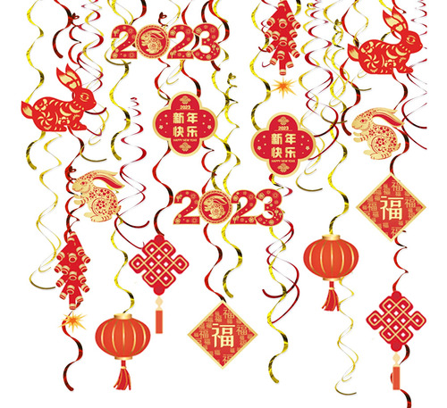 Chinese New Year Decoration Hanging Swirls 30pack 2023 Of Fu