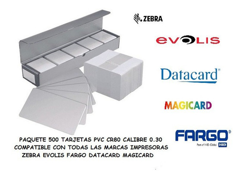 Tarjetas Plásticas Carnet Pvc Blanca Cr80 Pack 500 Unidades