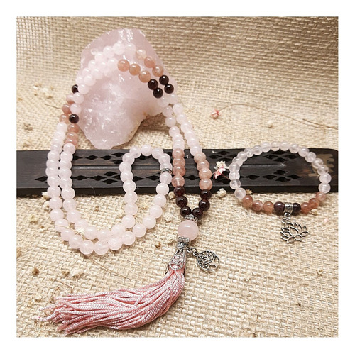 Japamala 108 + Pulseira Kit Flor De Lótus Árvore Da Vida Diâmetro 18 cm